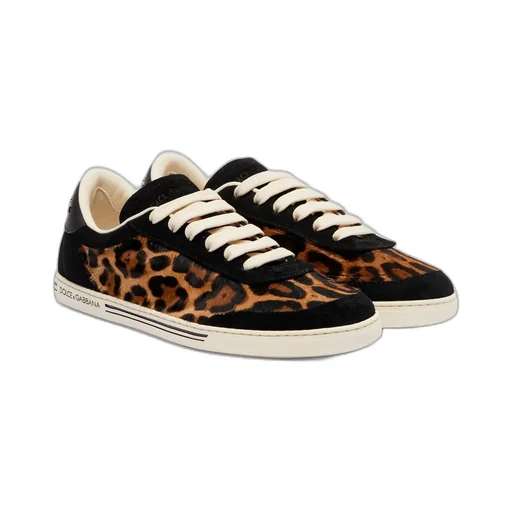Saint Tropez Light Suede-Trimmed Calf Hair Sneakers
