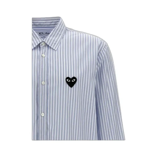Comme Des GarÇOns Play Logo Patch Striped Shirt