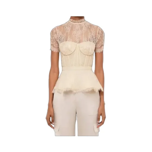Lace Short-Sleeved Blouse