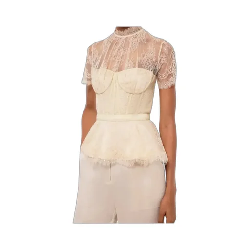 Lace Short-Sleeved Blouse