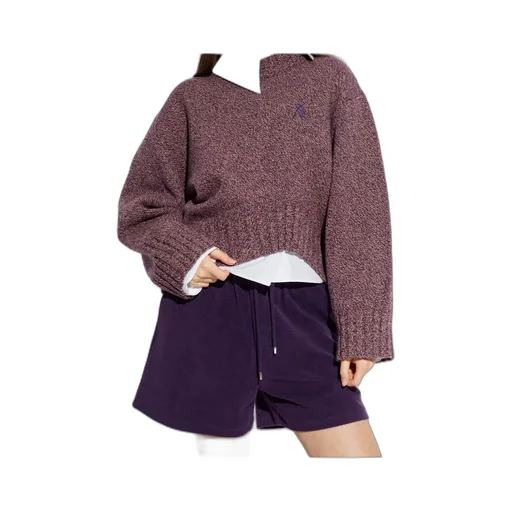 The Attico Logo Embroidered Asymmetric Knitted Jumper