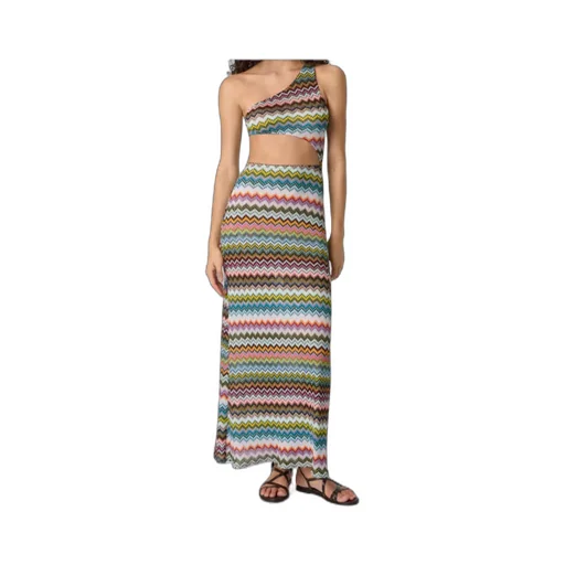 Missoni One-Shoulder Pixel-Effect Zigzag Swimwear Cover-Up