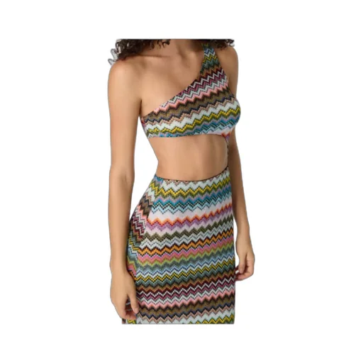 Missoni One-Shoulder Pixel-Effect Zigzag Swimwear Cover-Up