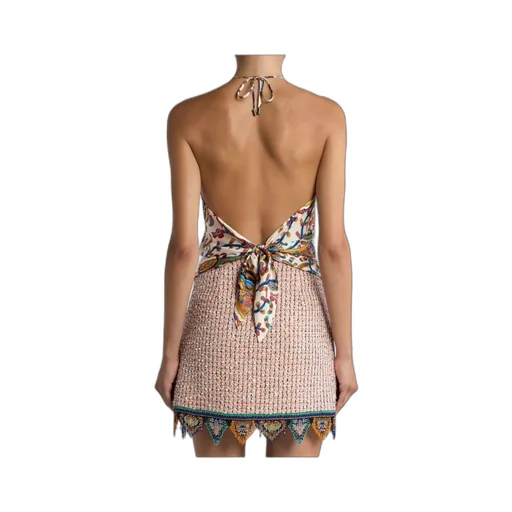 Silk Top With Halterneck And Floral Paisley Motif