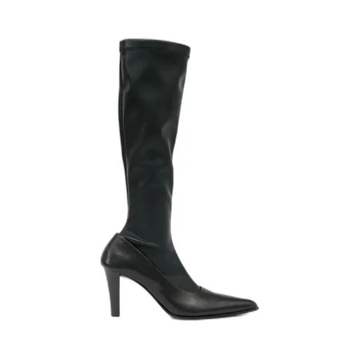 High-Heeled Leather Boots