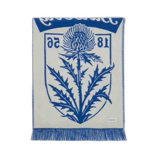 Burberry Thistle Shield Fringed-Edge Scarf