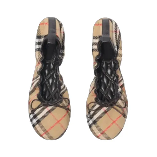 Burberry Check Fawn Ballerinas