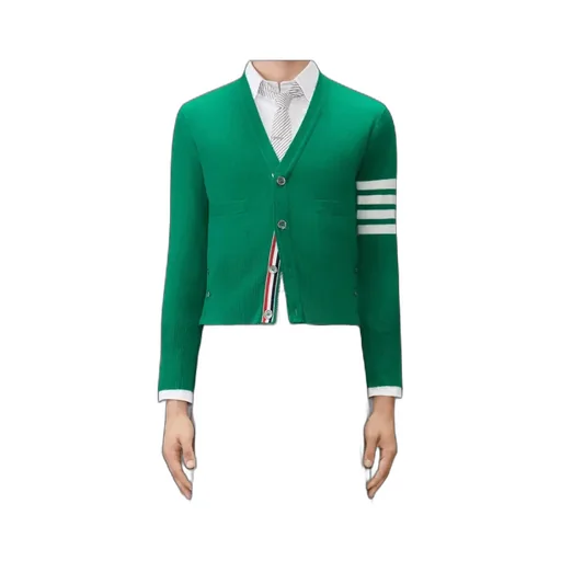 Four-Bar V-Neck Cardigan