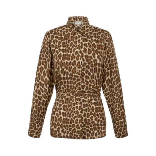 Leopard-Print Belted Shirt