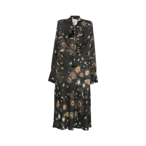 Tie-Detail Floral-Print Midi Dress
