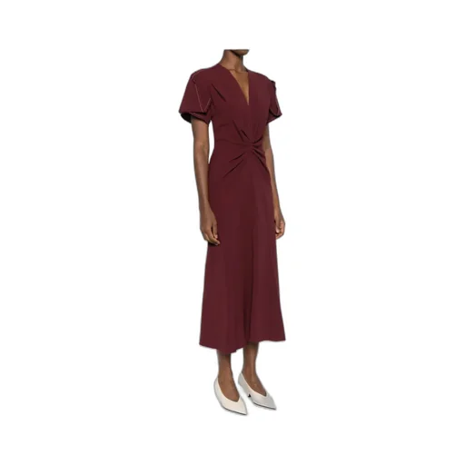 Victoria Beckham V-Neck Twist Detailed Midi Dress