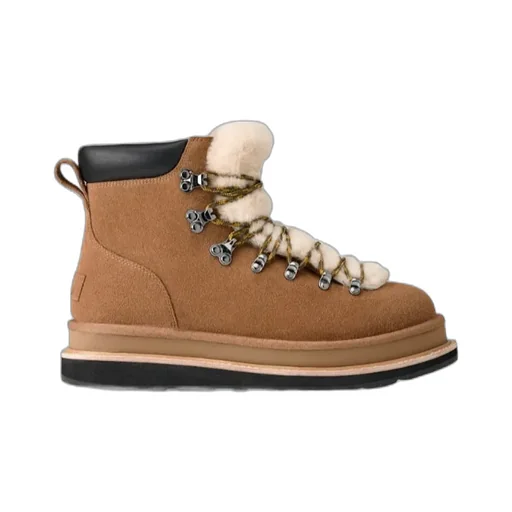 Ugg X Sacai Fur-Trim Lace-Up Ankle Boots