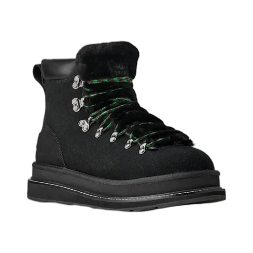 Ugg X Sacai Fur-Trim Lace-Up Ankle Boots