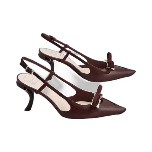 Virgule Slingback Pumps In Leather