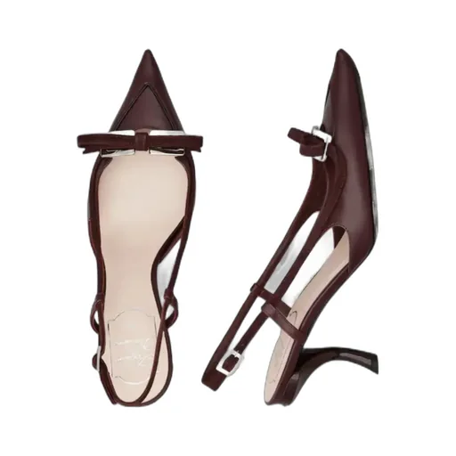 Virgule Slingback Pumps In Leather
