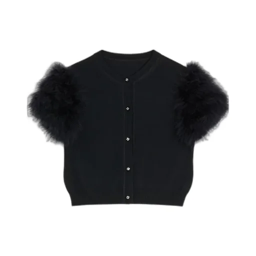 Valentino Crewneck Short-Sleeved Knitted Cardigan