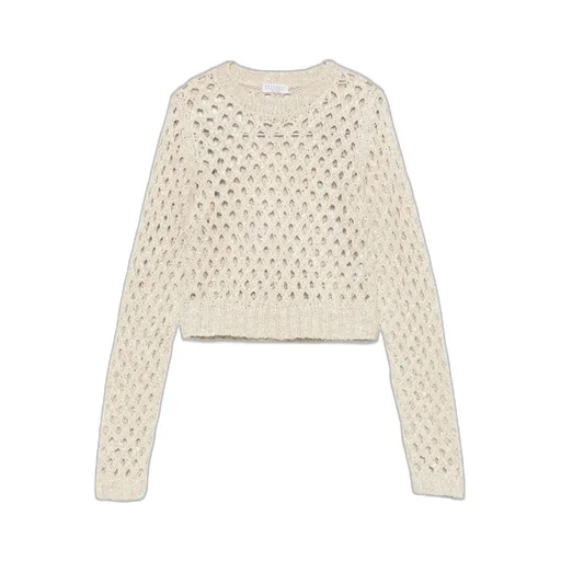 Open-Knit Sequin Embellishment Sweater