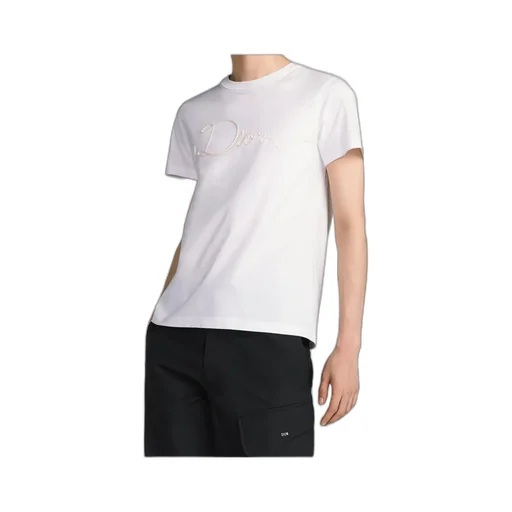 Dior Homme Ribbon Logo Detailed Crewneck T-Shirt