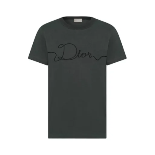 Dior Homme Ribbon Logo Detailed Crewneck T-Shirt