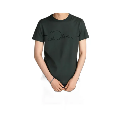 Dior Homme Ribbon Logo Detailed Crewneck T-Shirt