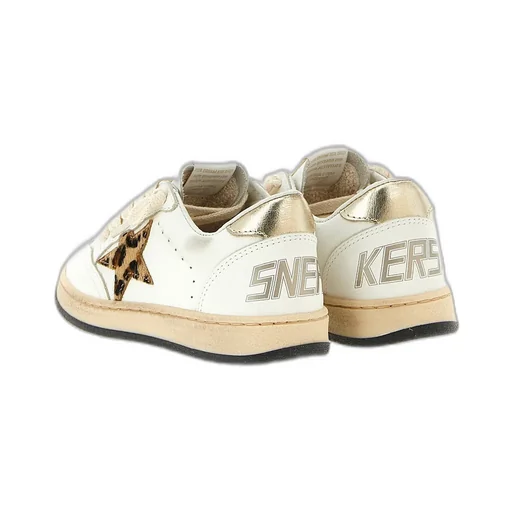 Used-Effect Star Calf Leather Sneakers