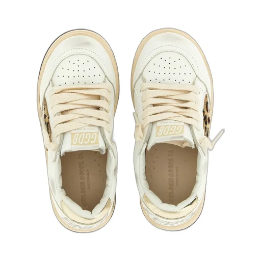 Used-Effect Star Calf Leather Sneakers