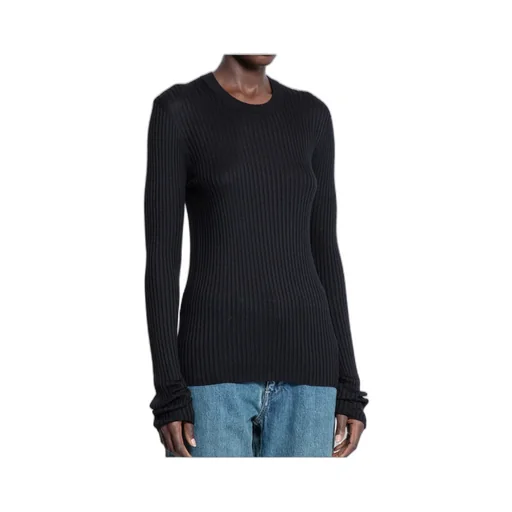 Long-Sleeve Ribbed-Knit Top