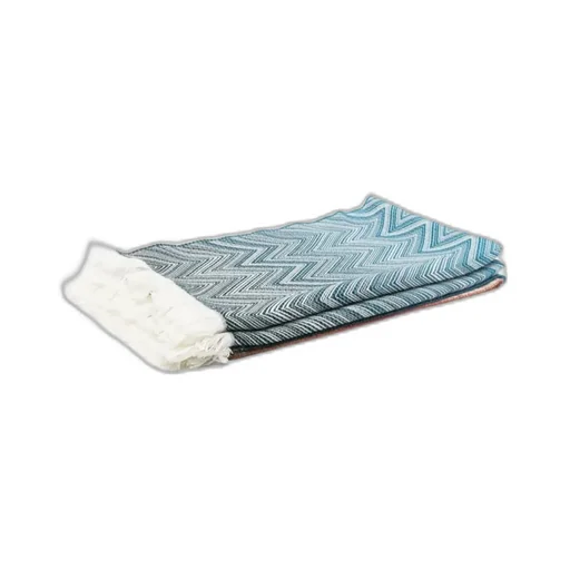 Chevron-Pattern Fringed Blanket