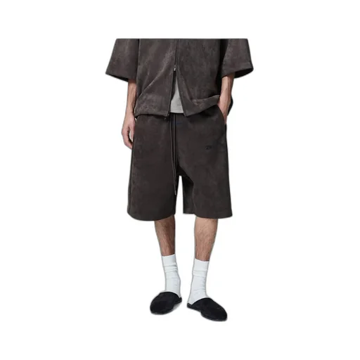 Relaxed Suede-Effect Drawstring Shorts