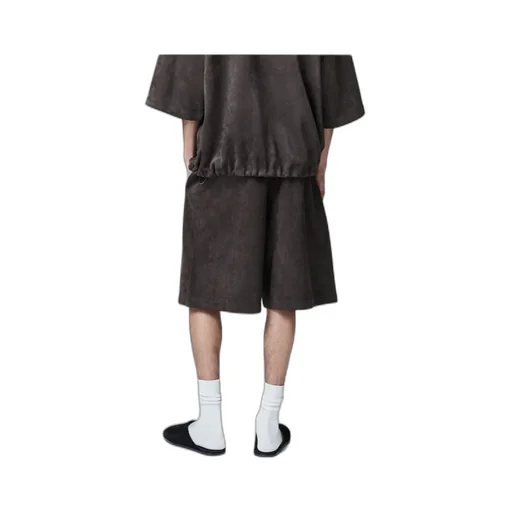Relaxed Suede-Effect Drawstring Shorts