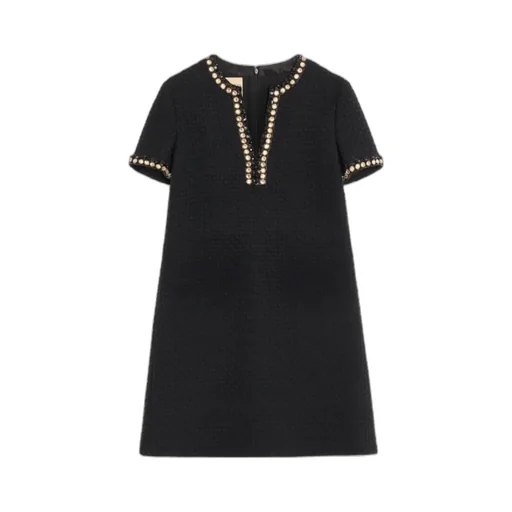 Embroidered Canestrello Tweed Short Dress