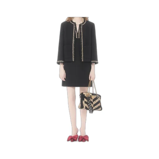 Embroidered Canestrello Tweed Short Dress