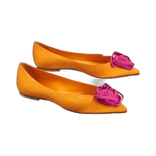 Rose Vivier Ballerinas In Satin