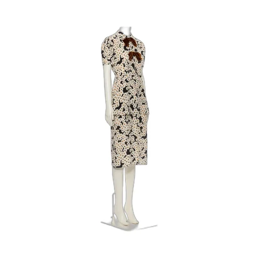 Primula-Print Bow-Details Midi Dress