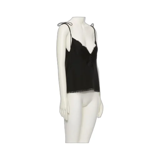 Valentino Lace Trim V-Neck Top
