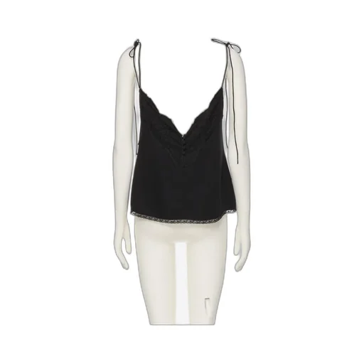 Valentino Lace Trim V-Neck Top