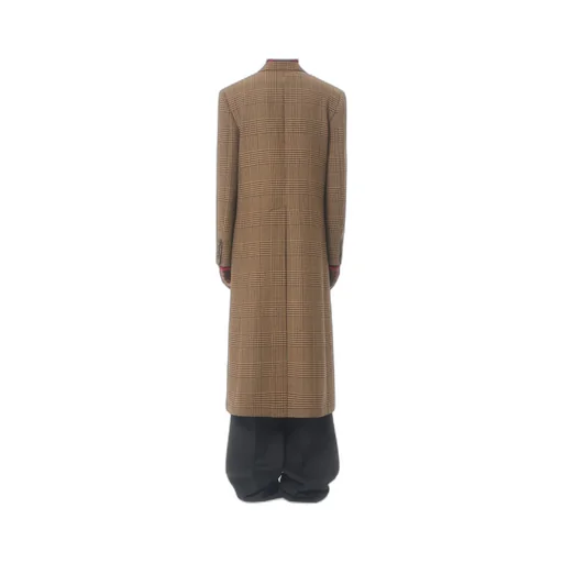 Check-Print Double-Breasted Coat