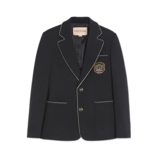Valentino Logo Patch Single-Breasted Jacket