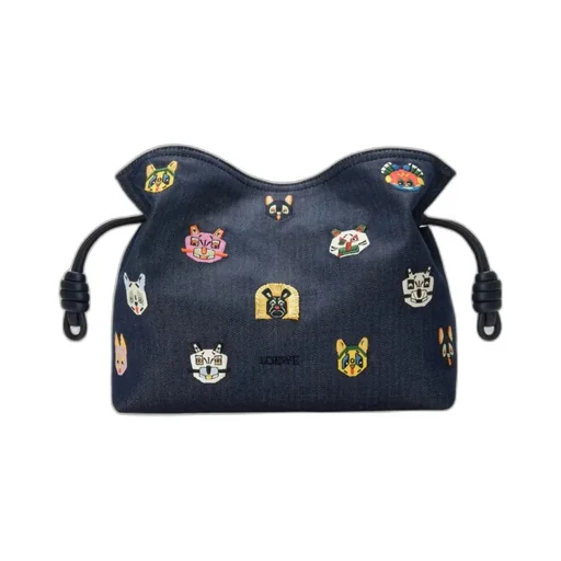 Loewe Logo Detail Embroidered Clutch Bag