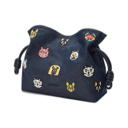 Loewe Logo Detail Embroidered Clutch Bag