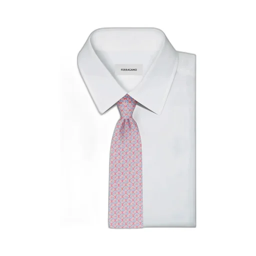 Gancini Square Print Silk Tie