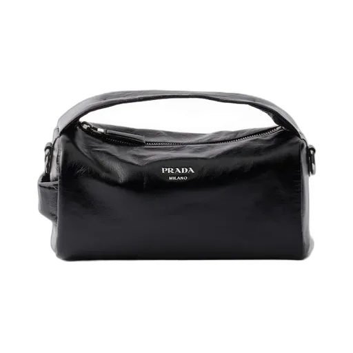 Prada Logo-Detailed Zip-Up Shoulder Bag
