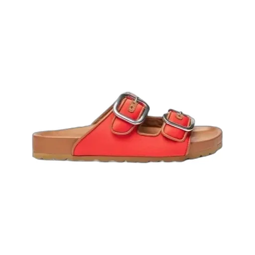 Scarosso Isa Double-Buckle Open-Toe Slides