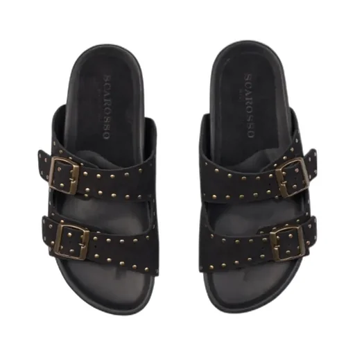 Scarosso Delilah Stud-Embellished Slip-On Sandals