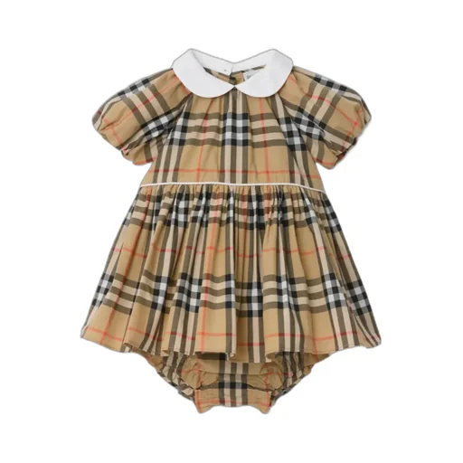 Burberry Kids Checked Peter Pan-Collar Pleated Dress Set