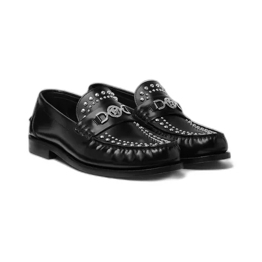 Versace Embellished Round-Toe Loafers