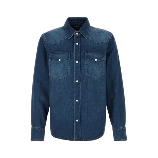 A.P.C. Double-Pocket Buttoned Denim Shirt