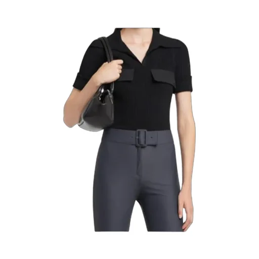CourrÈGes Logo Embroidered Ribbed T-Shirt