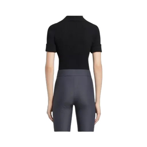 CourrÈGes Logo Embroidered Ribbed T-Shirt
