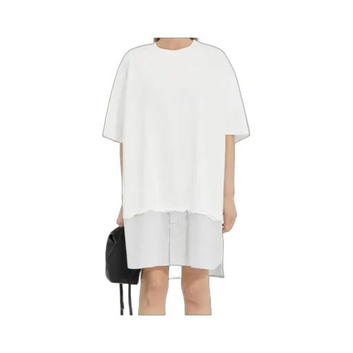 Mm6 Maison Margiela Crewneck Panelled Dress